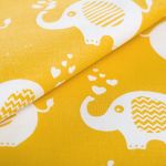 Ранфорс Слоники 130 г/м², шир.240 см, в нарезке, цв. желтый, WH 1855-v08, 10 метров /TOS/