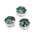 Хрустальные стразы в цапах круглой формы, изумрудный 10 мм, 5 шт. Astra&Craft, РЦ015НН10