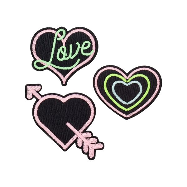 Термоаппликации светящихся в темноте Сердце, 3 шт, Hobby&Pro