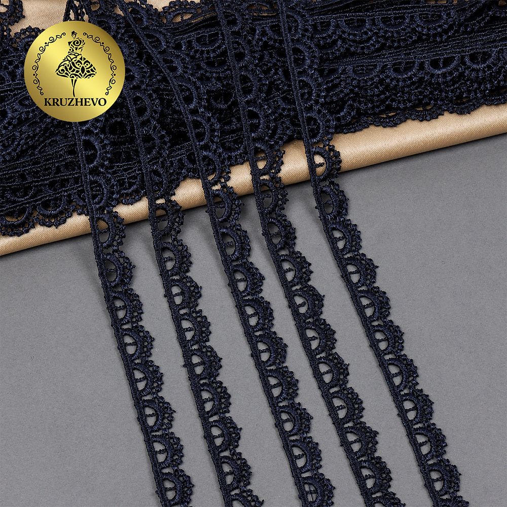 Кружево гипюр (плетёное) 10 мм, TR.8G8008, 01 т.синий, 12м, Kruzhevo