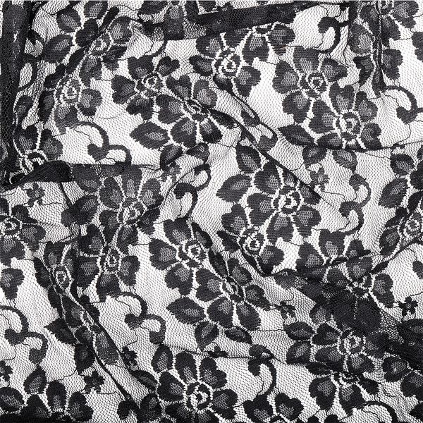 Ткань кружевная стрейч 80 г/м², 150 см / 45 метров, TBY.M0049.02, цв.черный