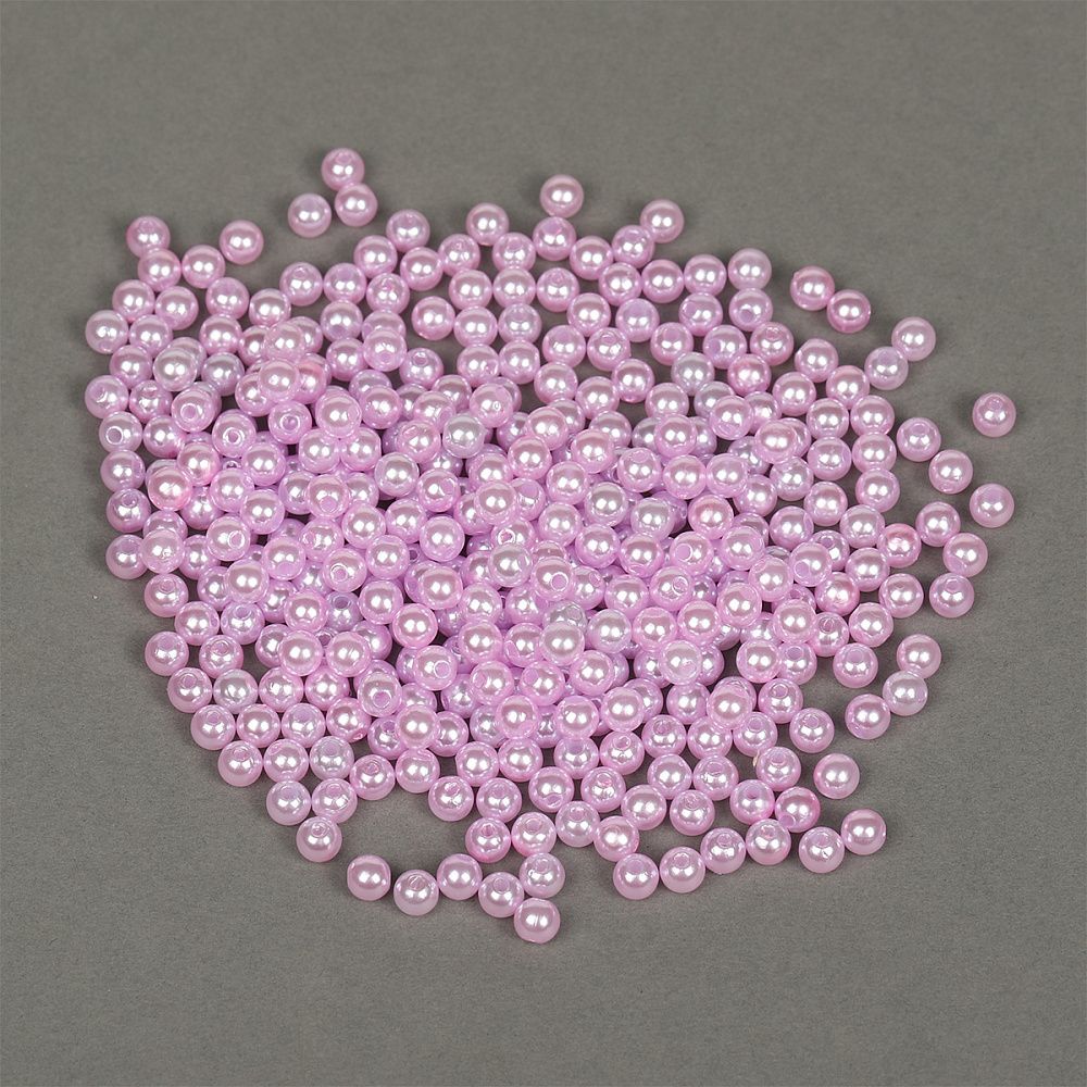 Бусины пластик (перламутр) ⌀6 мм, цв.092 сиреневый, уп.500г (4838 шт), Magic4Hobby
