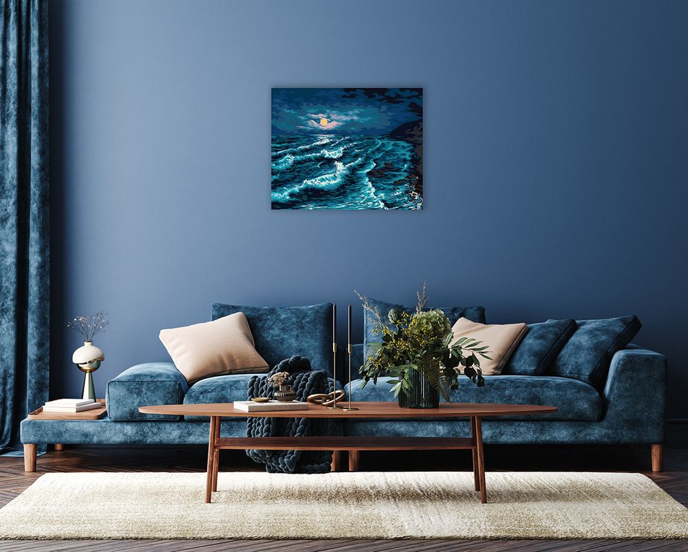 Картина по номерам Фрея, Лунная ночь на море, 50х40 см