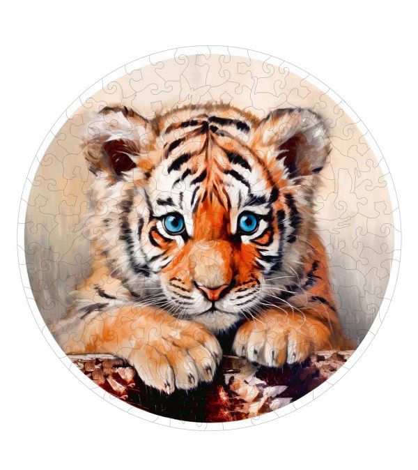 Пазл фигурный деревянный Застенчивый тигренок 153 элементов, Фрея PZLF-015