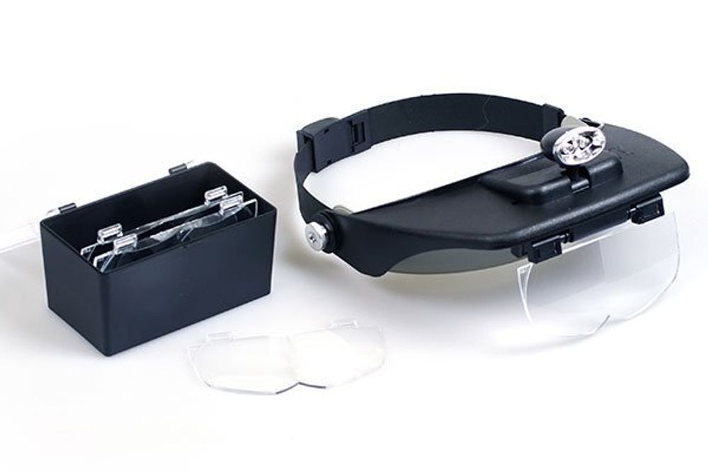 Лупа с подсветкой и креплением на голову со сменными линзами, MG 81001-A