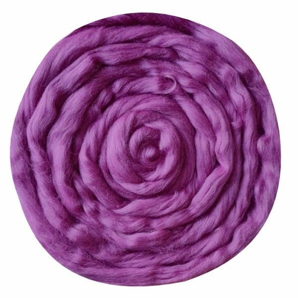 Шерсть для валяния Троицкая Гребенная лента (100% полутонкая шерсть) 100г цв.0183 пурпур