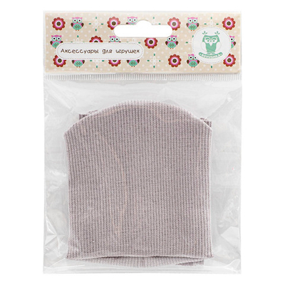 Комплект одежды для игрушек цв.серый: шапка и гетры, 9,5смх10см, 3смх8см