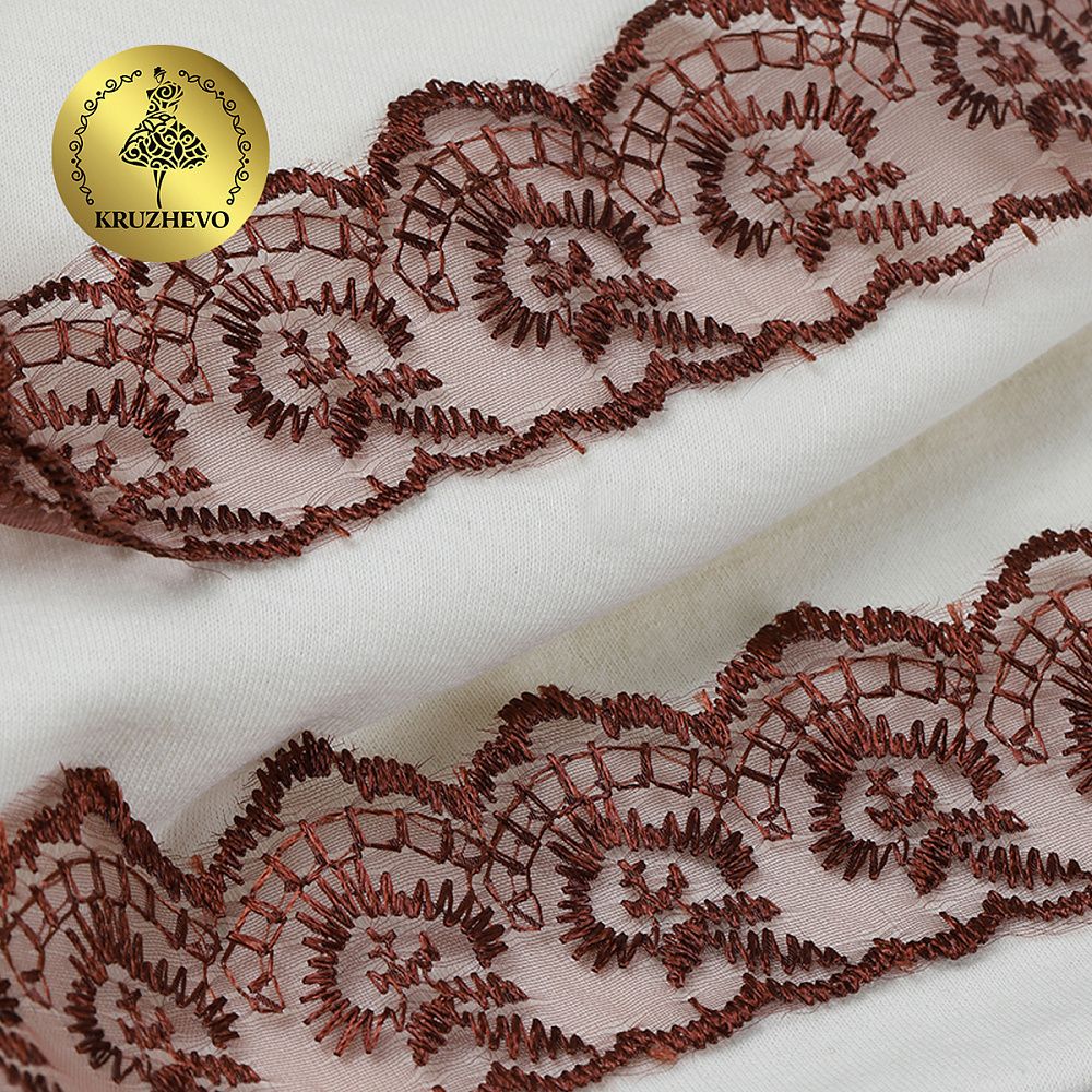 Кружево капроновое 45 мм / 9.14 м, TBS.30010 цв.142 (158) коричневый, Kruzhevo
