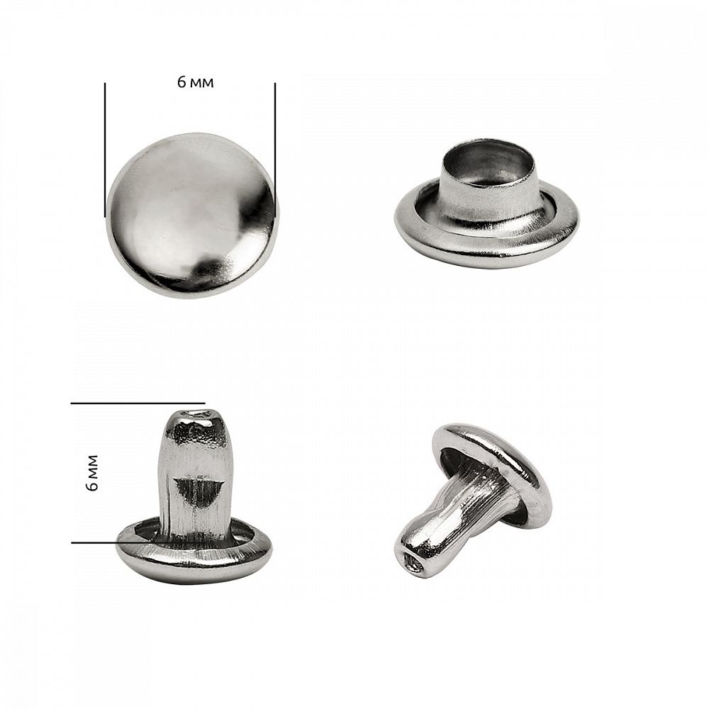 Хольнитены двухсторонние сталь 6х6 мм, №0, TBY.5206 цв. никель уп. 1000 шт, TBY