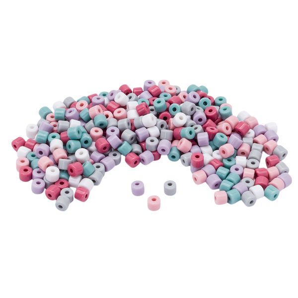 Бусины пластик 5х6 мм, 50 г, микс цвета, цилиндр, пастельный Astra&Craft, 2141