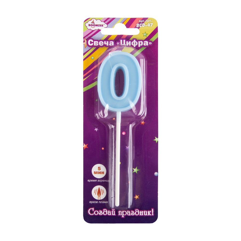 Свеча для торта Цифра 12 шт, 7.5 г, 0_голубой, Boomzee BCD-47