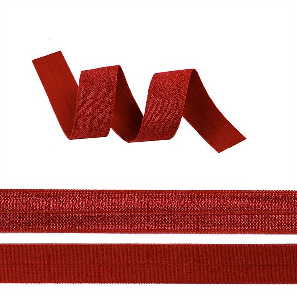 Резинка бельевая (окантовочная) блестящая 15.0 мм / 50 метров, F163 т.красный