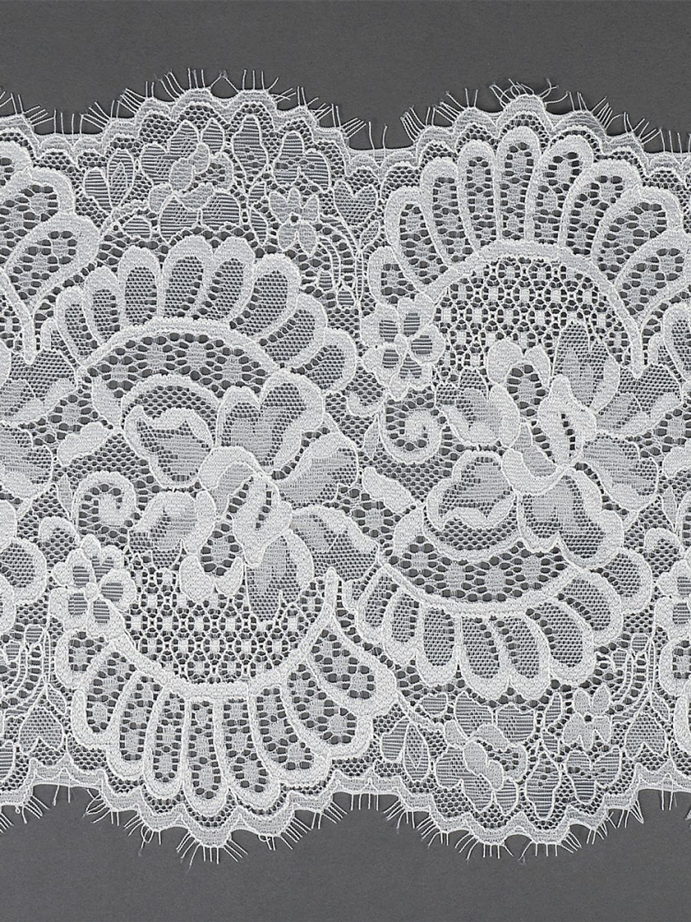 Кружево бельевое эластичное с ресничками 180 мм / 2.7 м, 3177, цв.004 белый