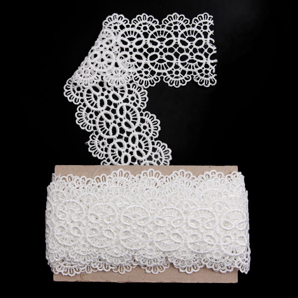 Кружево гипюр (плетёное) 65 мм / 9.14 метров, C501 белый