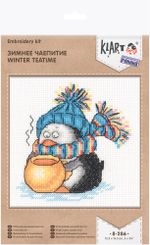 Набор для вышивания нитками Klart, Зимнее чаепитие, 12,5х13,5 см