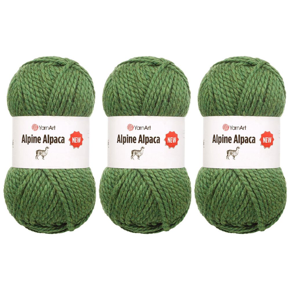 Пряжа YarnArt (ЯрнАрт) Alpine Alpaca New / уп.3 мот. по 150 г, 120 м, 1449 зеленый
