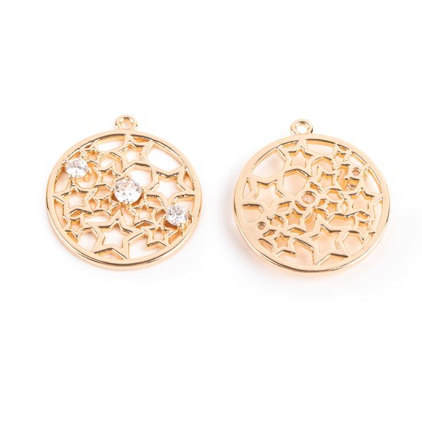 Подвеска для бижутерии круг 19 мм, 10 шт (5х2 шт), 02 под золото, Zlatka FMK-P10