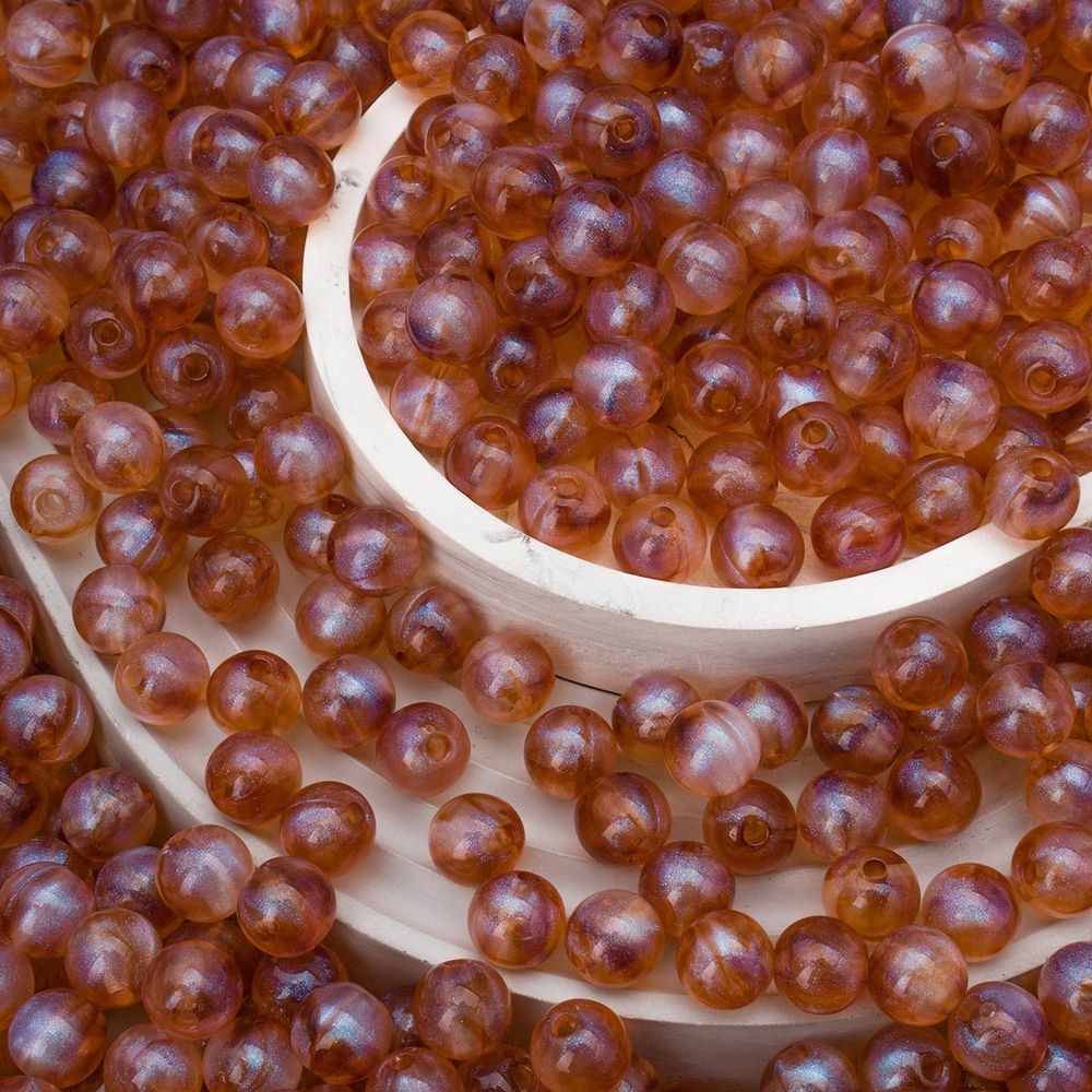 Бусины акрил 10мм, 500 г, дымка с АВ шиммером, круглые, AD035 янтарный, (7748708)2010 , Astra&amp;Craft