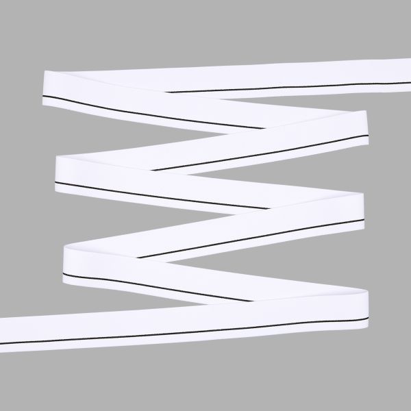 Резинка для мужских трусов и боксеров 35.0 мм / 25 метров, тканая мягкая, 24 г/м, белый/черный полоса