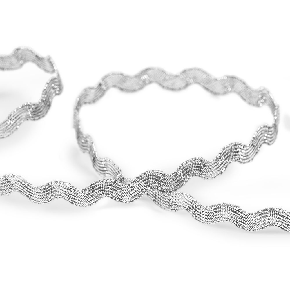 Тесьма отделочная зигзаг 5 мм, 30 м, серебро, Gamma, JZ-5М