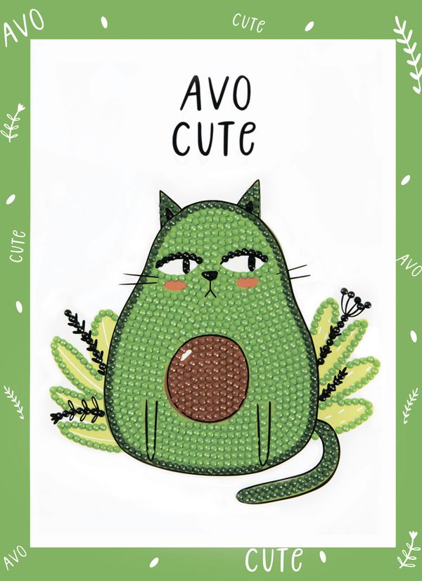 Алмазная (кристальная) мозаика Фрея, мини-картинка АвоКот, 14х19.5 см