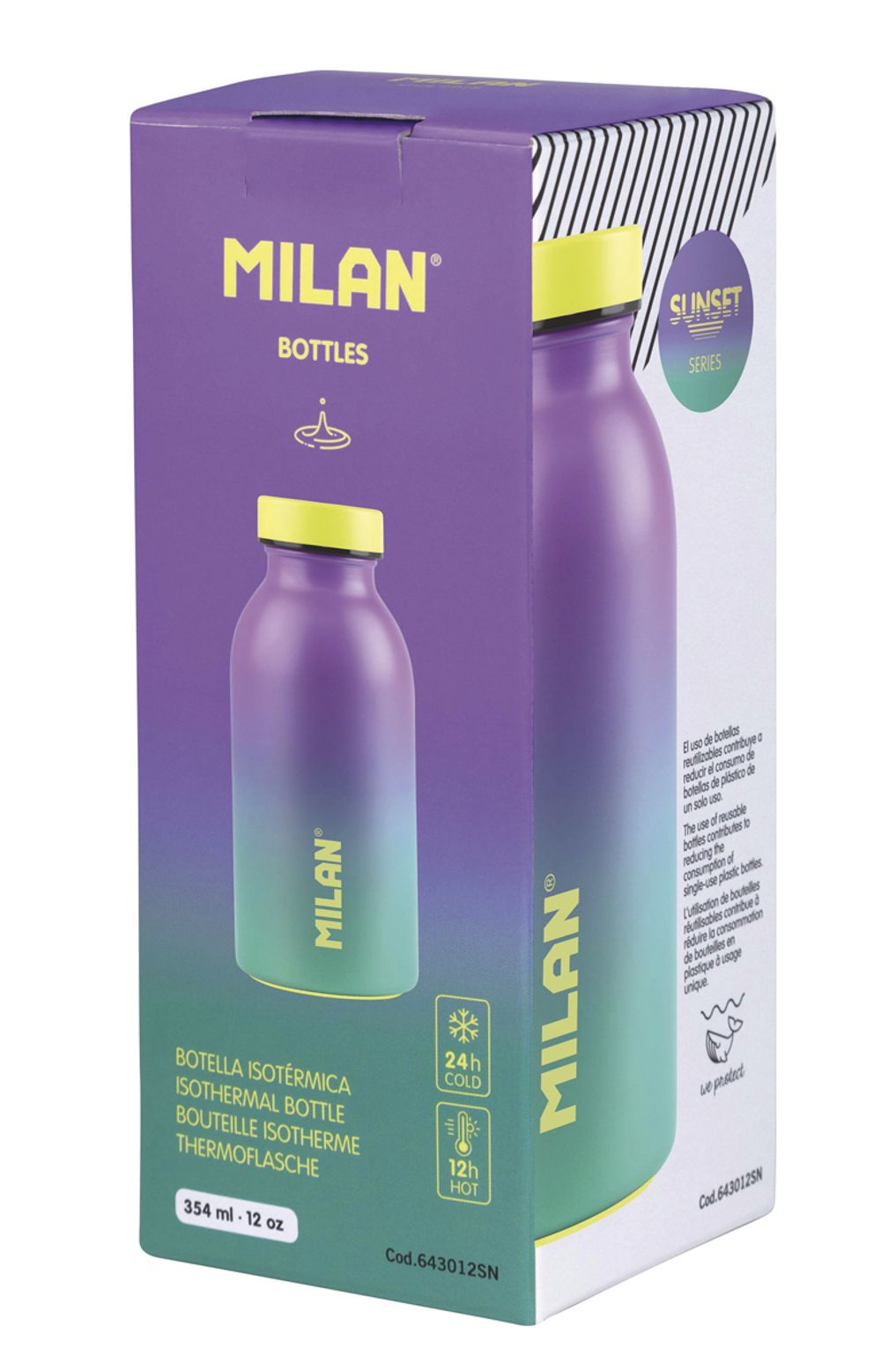 Бутылка металлическая для напитков 354 мл, лиловый, Milan Silver series 643012SN