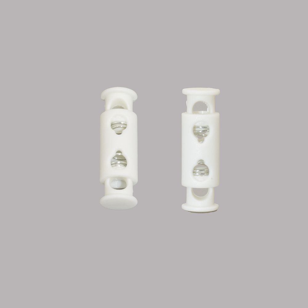 Фиксатор (зажим) для шнура пластик 2 отв., ⌀3.5 мм, 8.2х26 мм, белый матовый, 50 шт