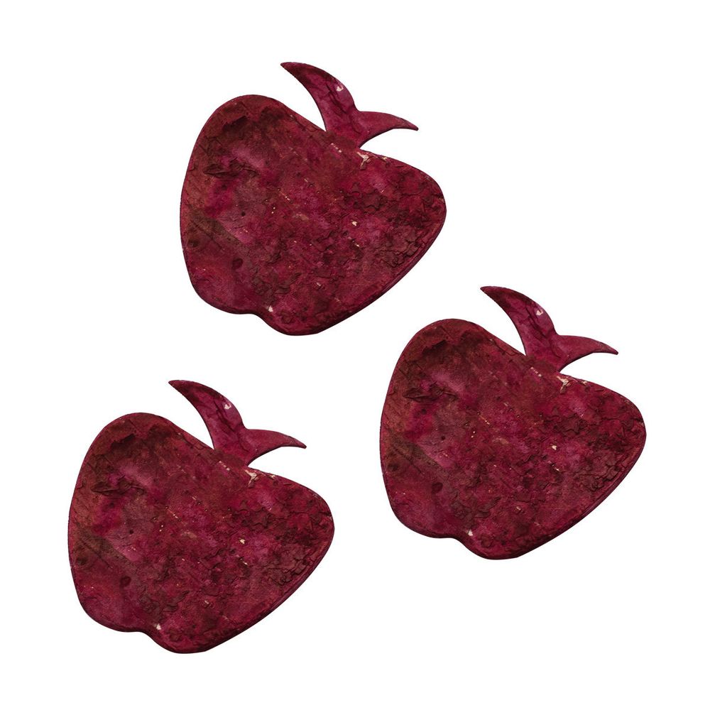 Декоративные элементы из коры дерева "Яблоко", 7см, 8 шт, красный