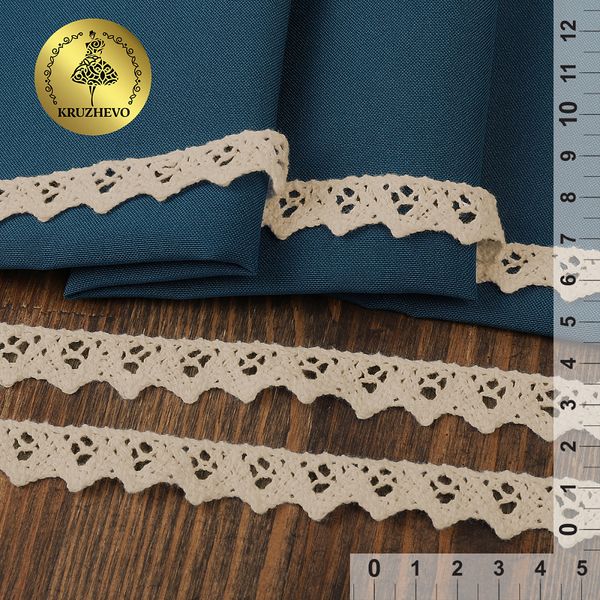 Кружево вязаное (тесьма) 15 мм цв.01 натуральный, уп. 50 м, M09937, Kruzhevo