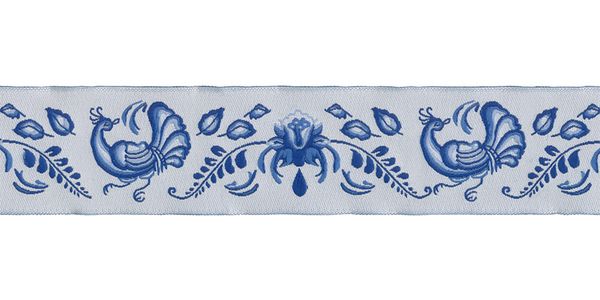 Лента (тесьма) жаккардовая 35.0 мм / 10±0.5 метров, белый/голубой, Gamma DBTRJ-81