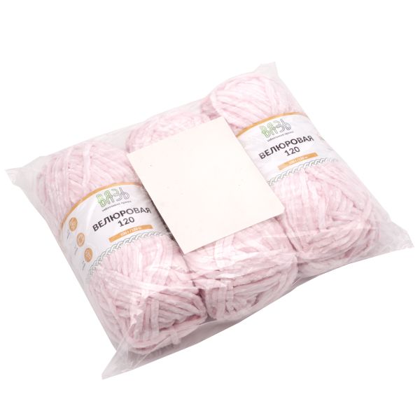 Пряжа Вязь Велюровая 120 / уп.3 мот. по 100 г, 120 м, 06 розовый