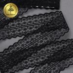Кружево отделочное в стиле "трикотаж" 45 мм, диз. T-001 цв.черный уп.9м