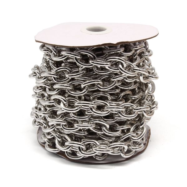 Цепь декоративная алюминий 20.3х15.1 мм, 10 метров, никель, K904