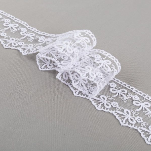 Кружево на сетке 50 мм / 10 м, белый, Gamma GKM-5001M, Gamma GKM-5001M