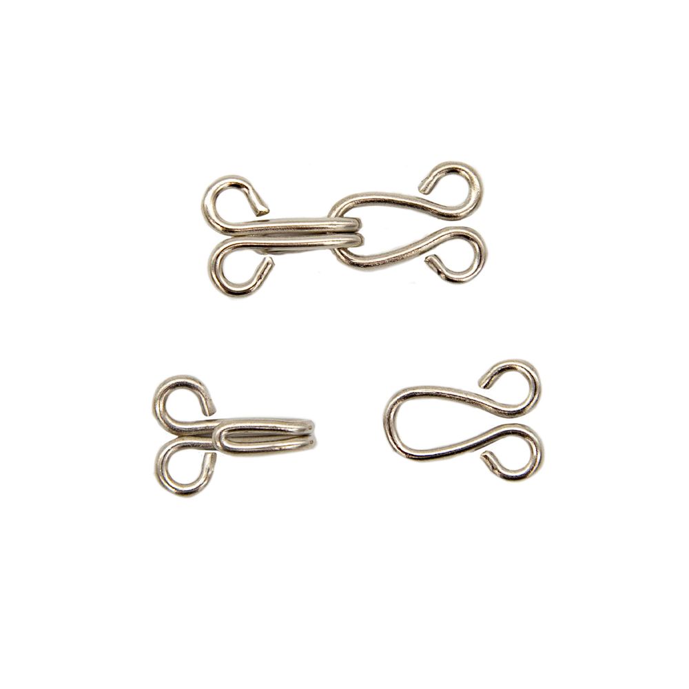 Крючки пришивные 18 мм, никель, упак. 8 компл, Hobby&Pro, 5 упак