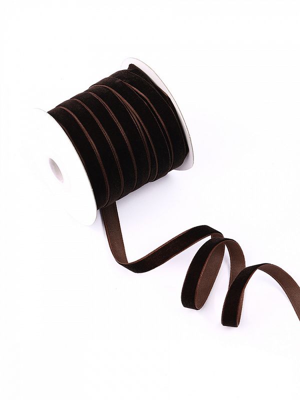 Лента бархатная (тесьма) 10.0 мм / 22.86±1 метров, арт.10VR72 нейлон цв.коричневый