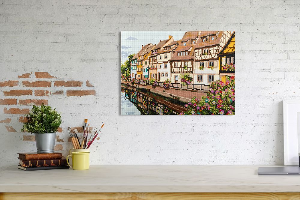 Алмазная (кристальная) мозаика Фрея ALPD-097, на подрамнике Французские домики, 40х30 см