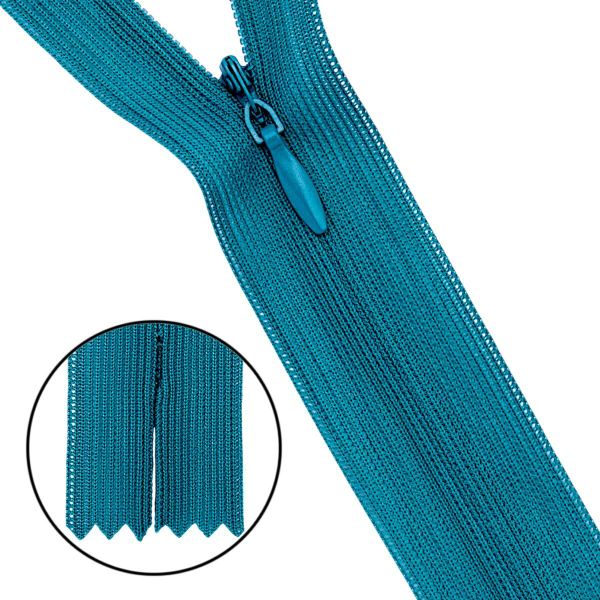 Молния потайная (скрытая) Т3 (3 мм) 1 зам., н/раз., 50 см, нейлон, F209 т.бирюза, 10 шт