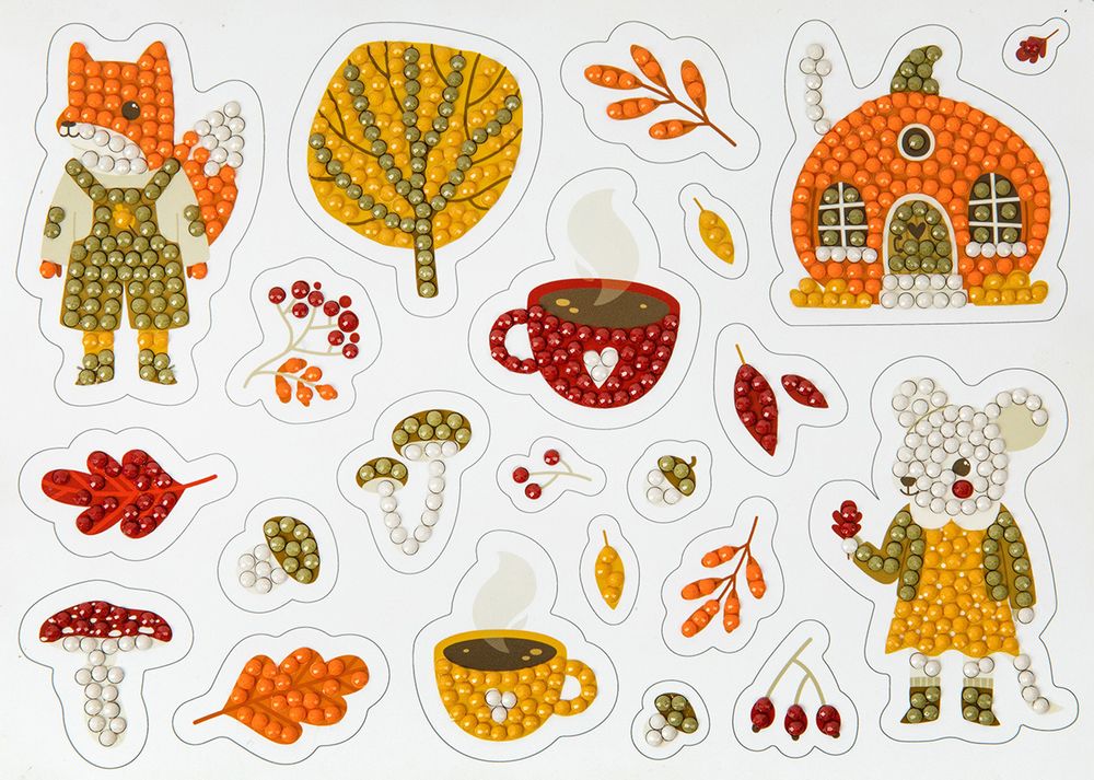 Алмазная (кристальная) мозаика Фрея ALVN-131, наклейки Уютная осень, 19.5х14 см