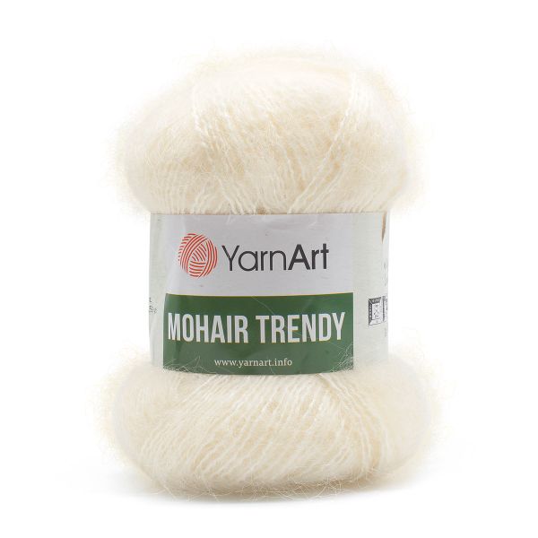 Пряжа YarnArt (ЯрнАрт) Mohair trendy / уп.5 мот. по 100 г, 220м, 1003 белый