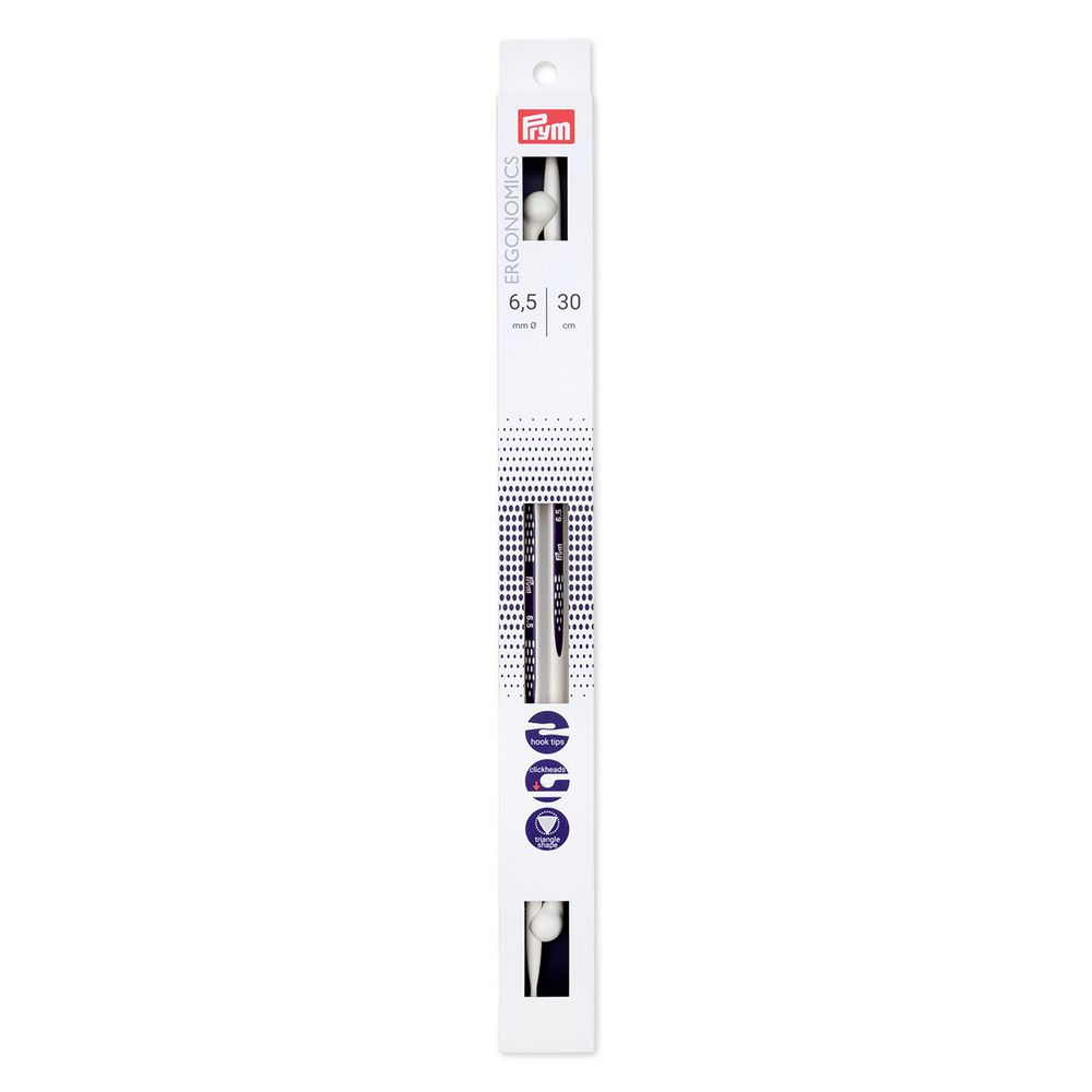 Спицы прямые Prym Ergonomics 6.5 мм / 30 см, 2 шт, 190309