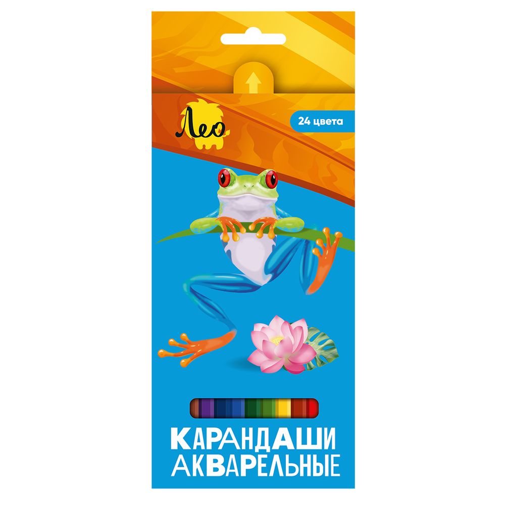Карандаш акварельный в наборе заточенный 4х24 цв, Лео LBSWP-24