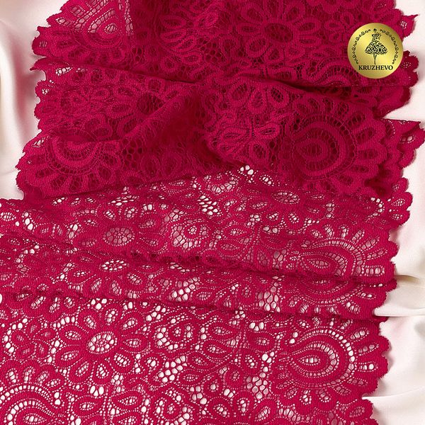 Кружево бельевое эластичное 205 мм / 3 м, TBY.YSTL00839, цв.18-1750 карминовый красный, Kruzhevo