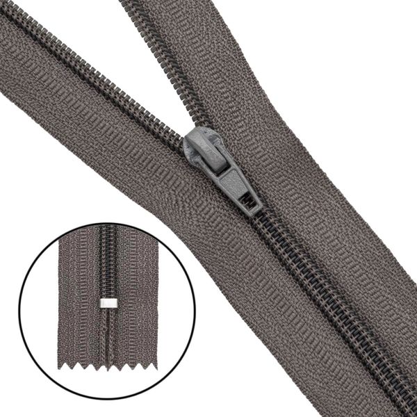 Молния спираль (витая) брючная Т4 (4 мм), 1 зам., н/раз., 20 см, автомат, F326 серо-оливковый, уп.10 штук