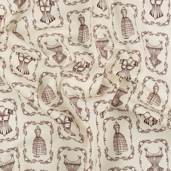 Ткань для пэчворка Peppy Век моды, рулон 112 см / 5 метров, ВМ-18 бежевый, Peppy