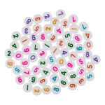 Бусины пластик 4х7 мм, 500 шт (10х50 шт), №01 белые с цветными цифрами, Hobbius ABFF