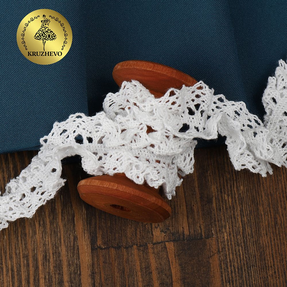 Кружево вязаное (тесьма) 30 мм / 10 метров, на резинке, цв.02 белый, Kruzhevo