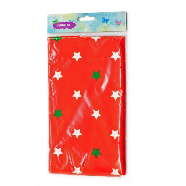 Мех коротковорсовый 1,5мм с принтом звезды, 47*47см (±2см), 100% п/э (красный/белый/зеленый) 29493