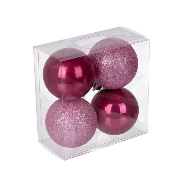 Набор елочных игрушек Шар ⌀5.8 см, 4 шт, №14 розовый, ассорти, Snoweekon SNW-01