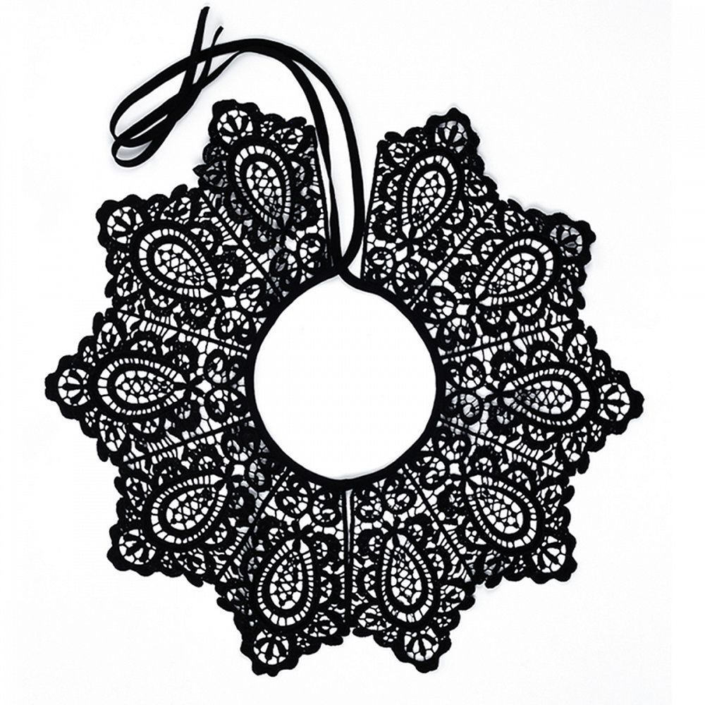Пришивной кружевной воротник TBY.13/185 цв.черный уп.1шт, Kruzhevo
